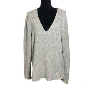 J.Crew Mercantile V-Neck Textured Sweater in Gray - Size Extra Large